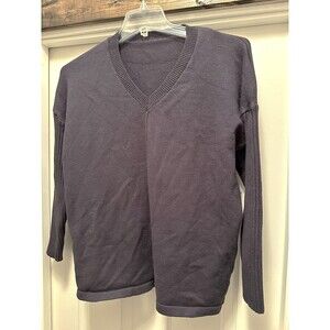 Women's XL V-Neck Solid Dark Gray Sweater Knit Pullover Long Sleeve X-Large Top